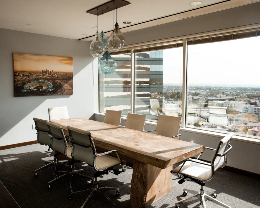 Open coworking area with shared desks