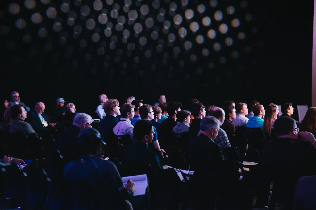 Audience at an event in a coworking space