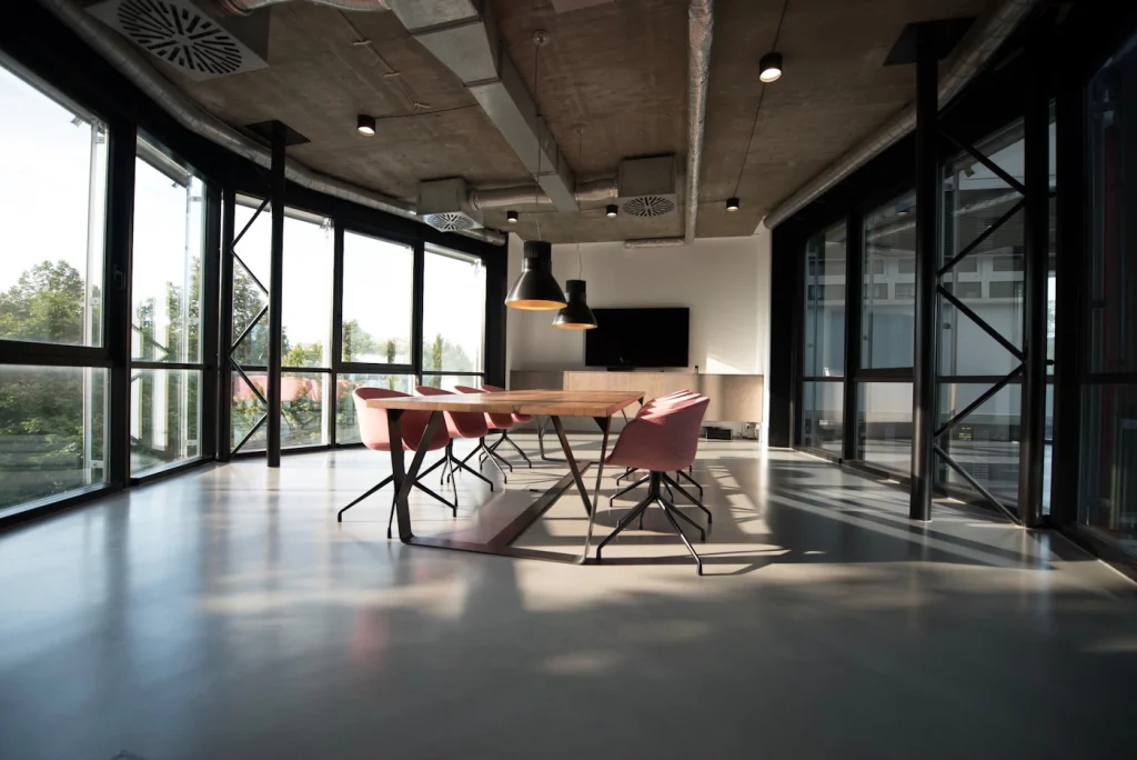 Private office with enclosed glass walls